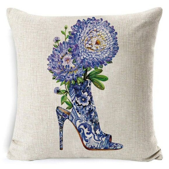 Periwinkle Mum Flower Shoe Pillow Cover - Picture 1 of 5